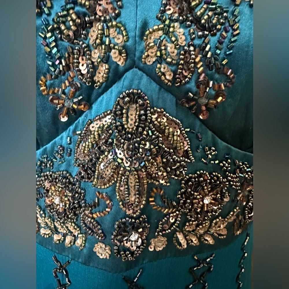 SUE WONG Nocturne Y2K Hand Beaded Midi Slip Dress Silk Woodland Fairy Size 6 - Picture 13 of 17